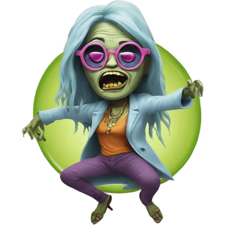  janis joplin zombie  dancing with circle glasses emoji