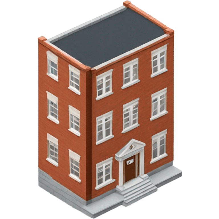 isometric two storey round red brick building emoji