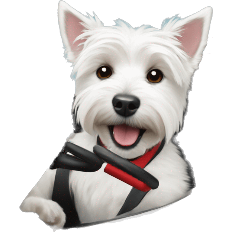 Westie dog driving a go kart  emoji