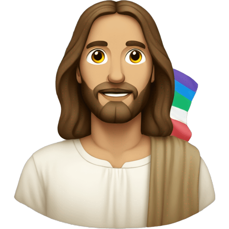 Jesus Christ with pride flag  emoji