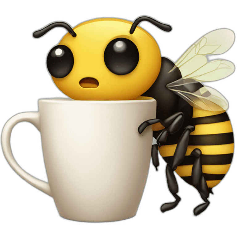 Tired bee taking a coffee emoji