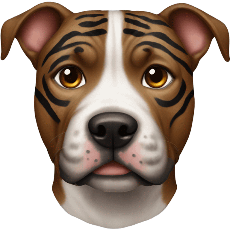 pitbull terrier dark brindle tiger stripes black around nose emoji