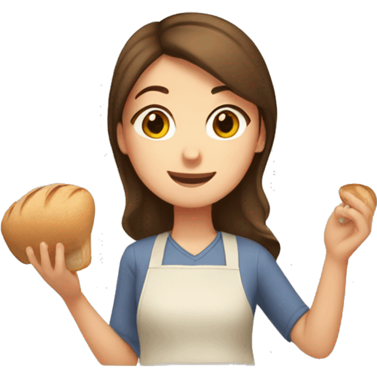 Brown Hair Girl making bread  emoji