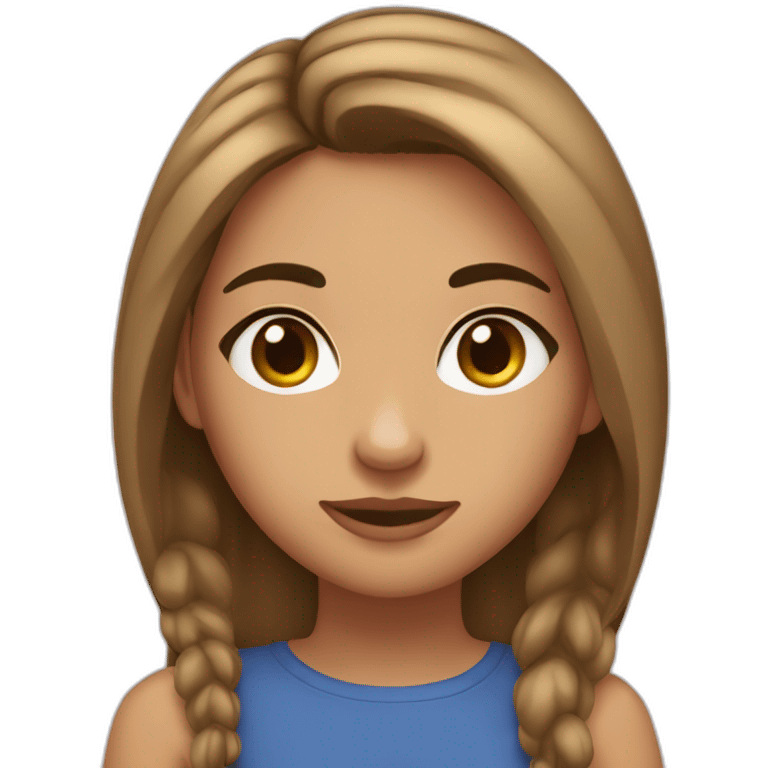 Girl with tan skin, mid length brown hair, bigish nose, long lashes and sorta eye bags emoji