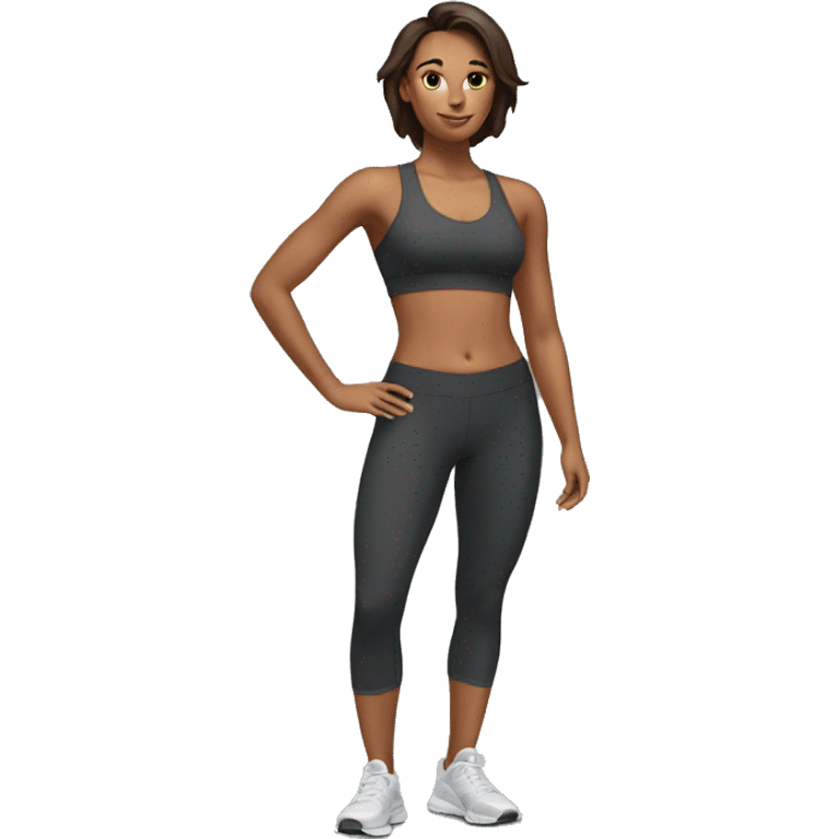 women workout wearing leggings emoji