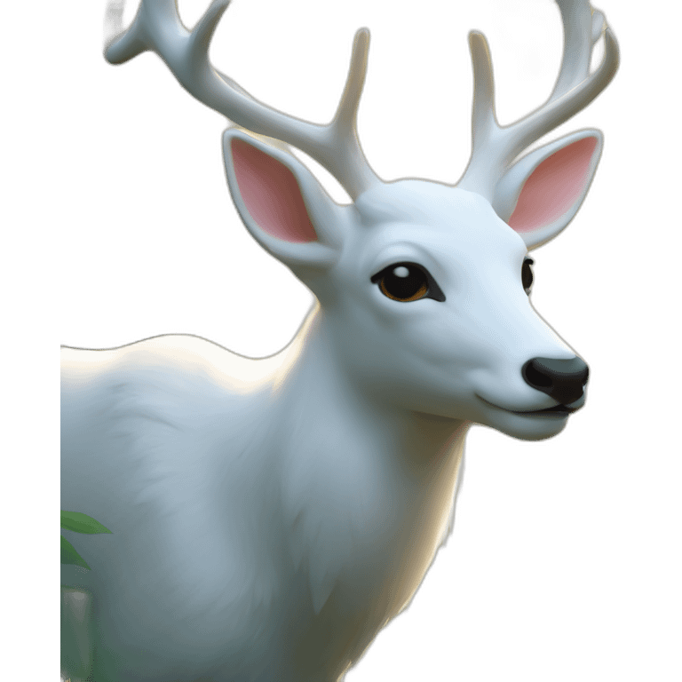 White deer in the sunlight filtering through the trees emoji