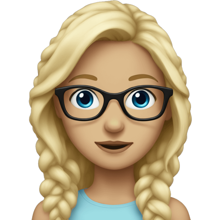 blonde girl, blue eyes, black glasses  emoji