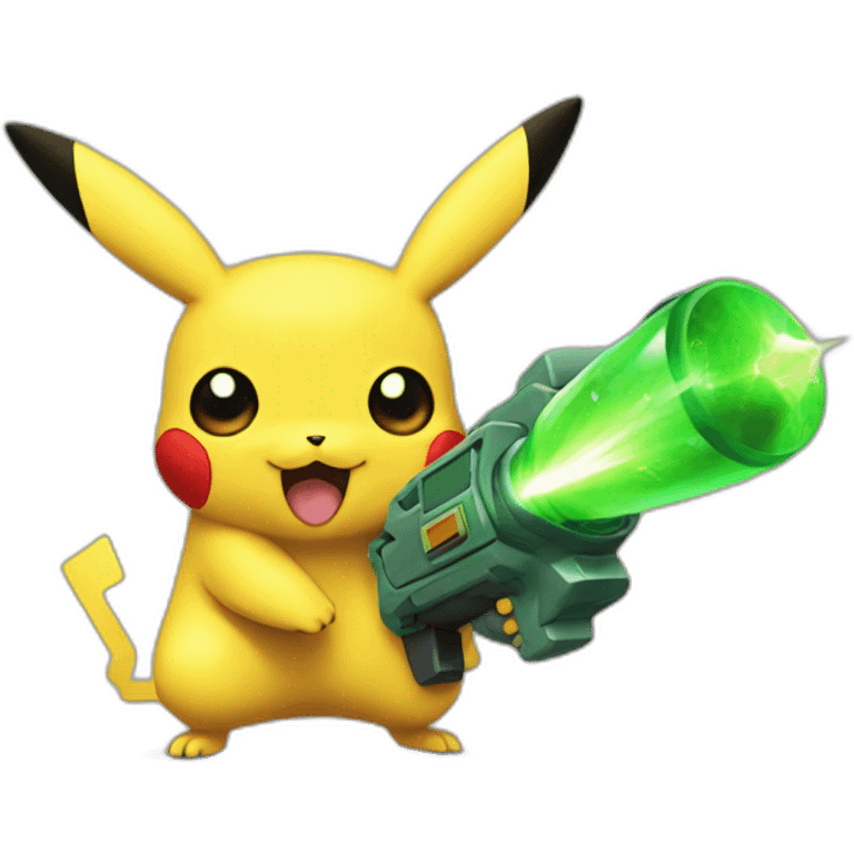 pikachu holding green raygun emoji