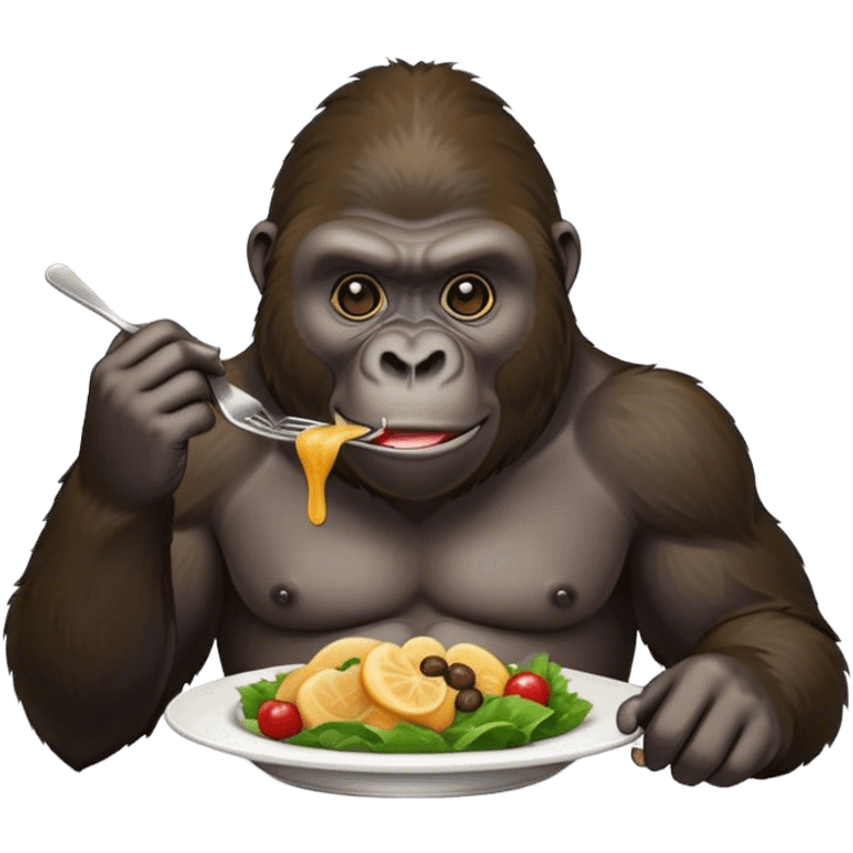 Gorilla eating dinner emoji