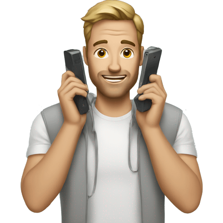 man with two phones emoji