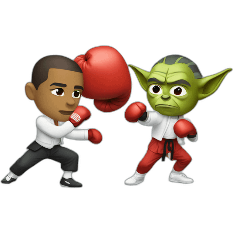 Barack Obama boxing with yoda emoji