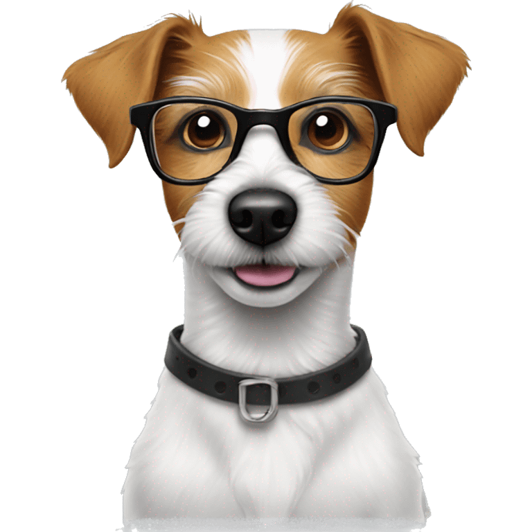 Scruffy Jack Russell dog with glasses on  emoji