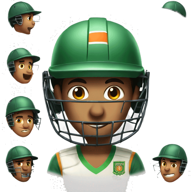 Indian boy face in cricket helmet  emoji