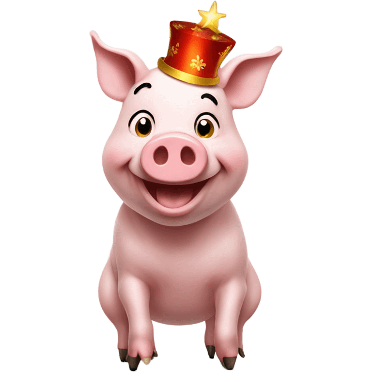 Happy new year a pig celebrating ￼ emoji