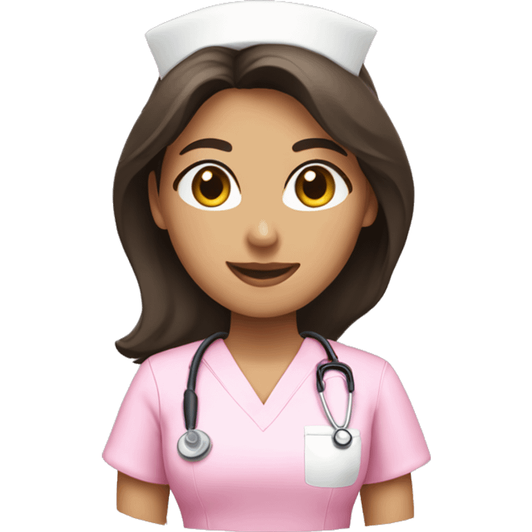 Brunette nurse in pink scrubs emoji