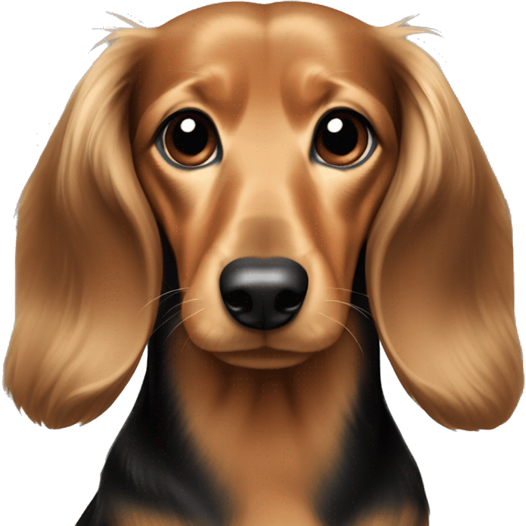 Light brown and black long haired dachshund  emoji