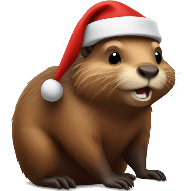 Beaver with Santa hat emoji