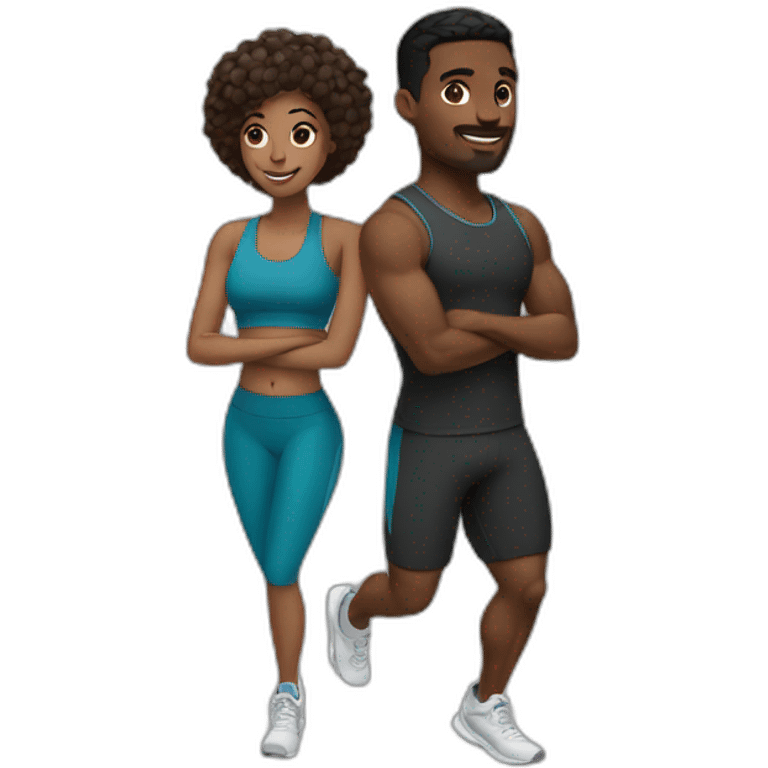 couple black training together emoji