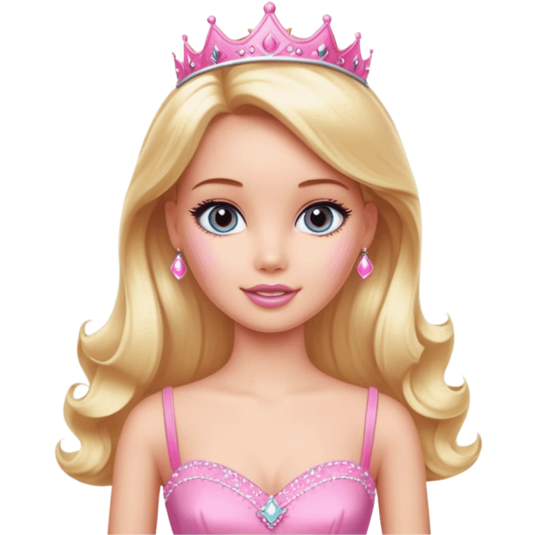 Blonde barbie model, pink princess emoji