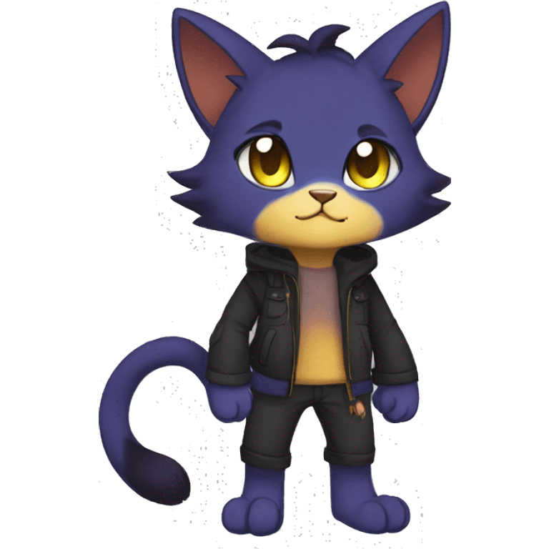 Anthro Dark Colorful Edgy Cool Shy Grumpy FurSona Feline Fakemon Full Body emoji