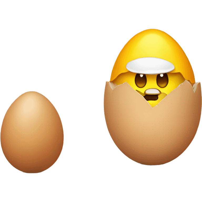 Guy hatching from egg with shell as a hat emoji