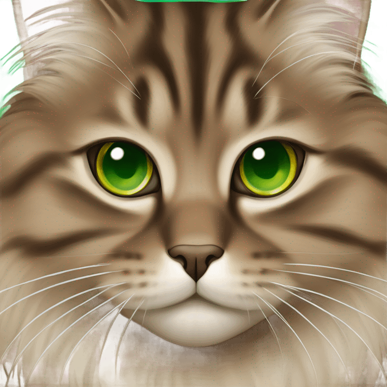  Brown siberian cat and green eyes emoji