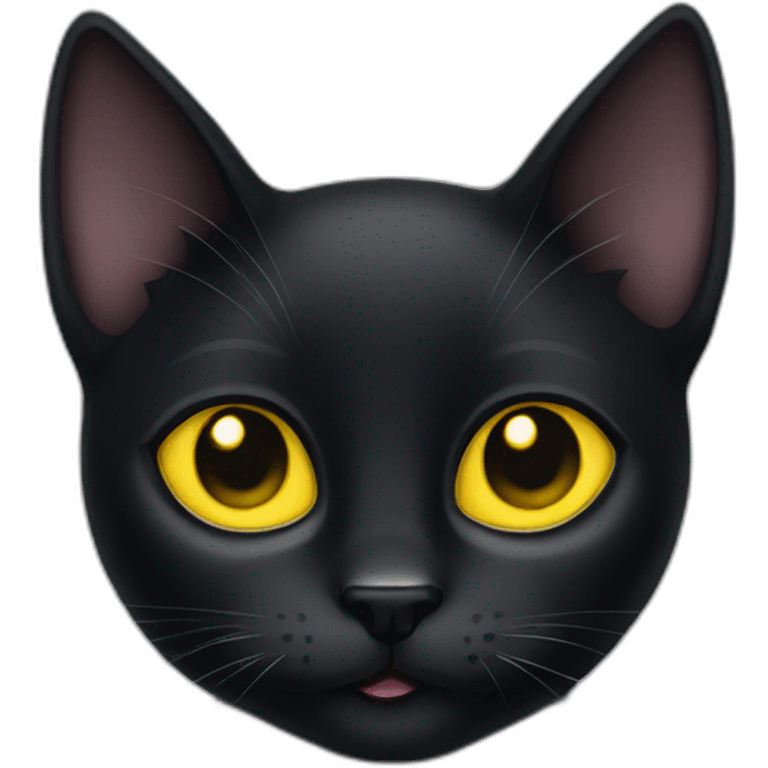 Black cat with yellow eyes looking cute  emoji