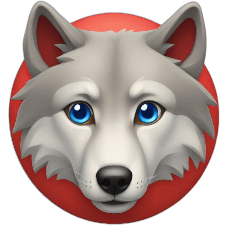 Loup  avec un oeil bleu et un oeil rouge emoji