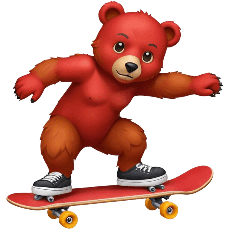 Red bear skateboarding  emoji