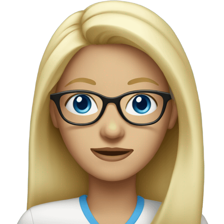 blonde woman with glasses blue eyes  emoji