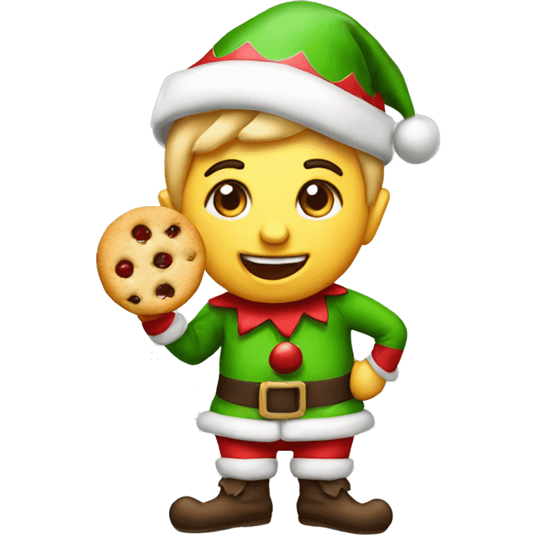 Christmas elf eating a cookie emoji