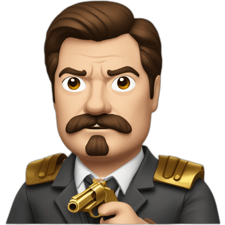 Ron-swanson-holding-a-golden-gun emoji