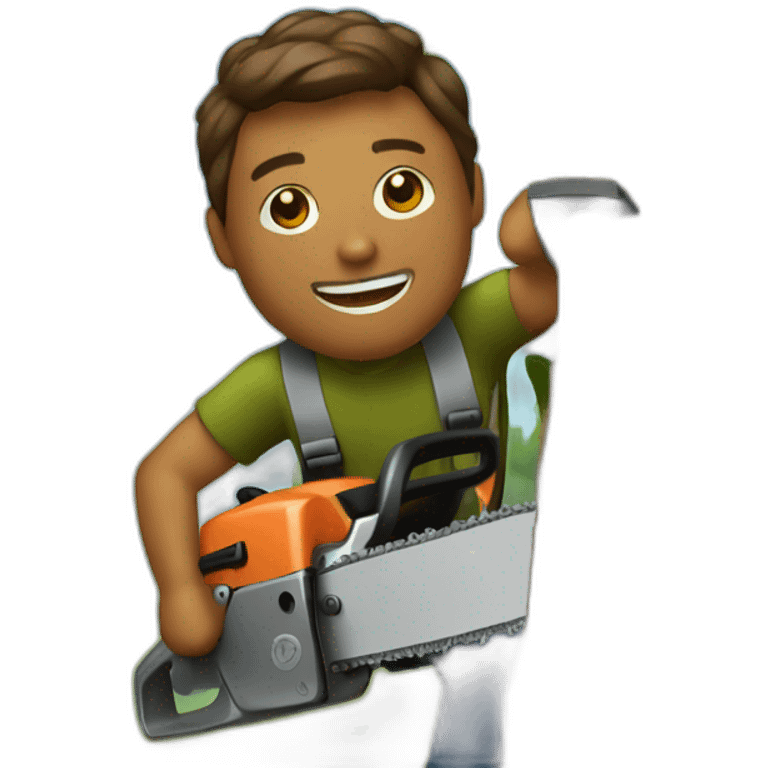 Man with chainsaw on a tree emoji