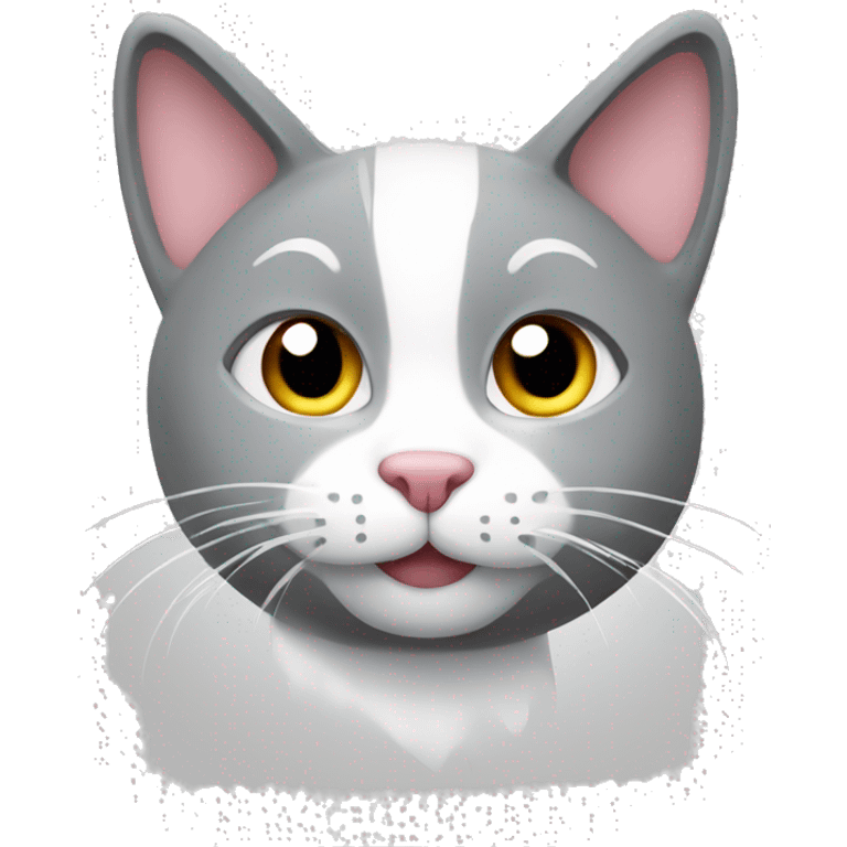 Grey and white cat emoji with hearts emoji