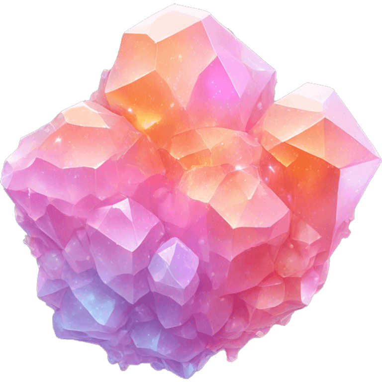 Pastel iridescent nebula crystal cluster pastel pink and orange emoji