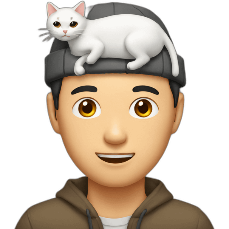 Asian Man with cat on head emoji