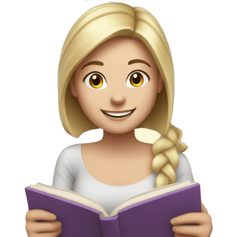 Happy white girl reading a book  emoji