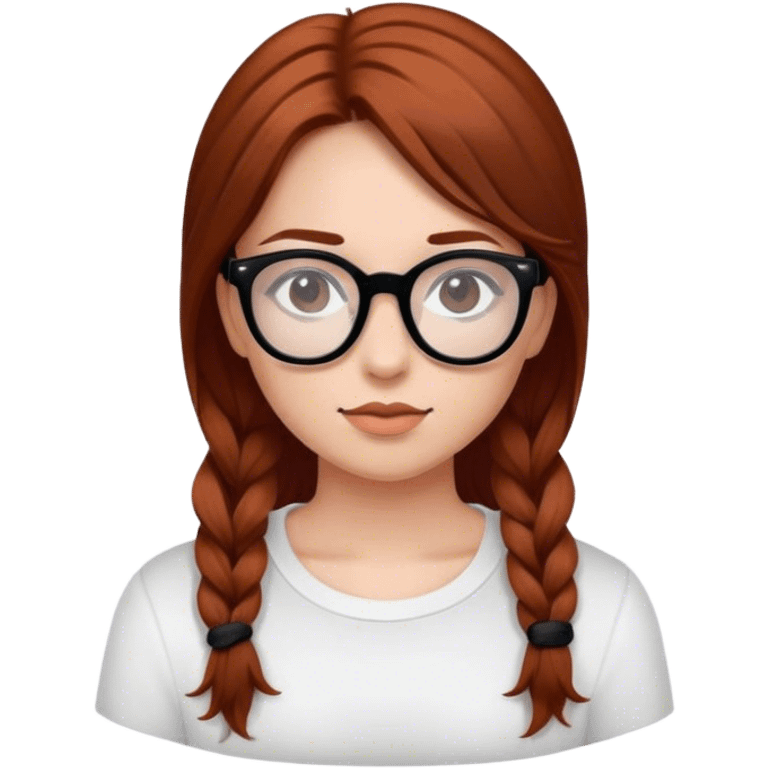 girl with reddish brown hair and black glasses emoji