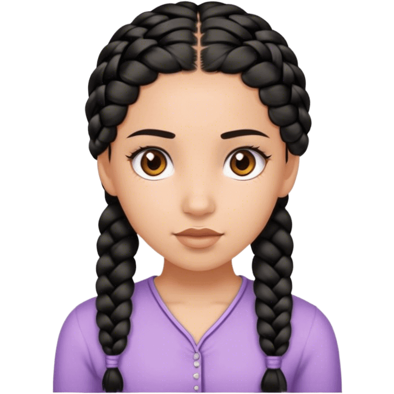 girl with brown eyes, black braided hair  emoji