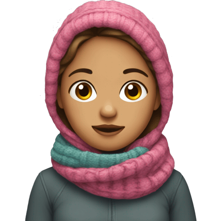 Girl with pull-over and scarf emoji