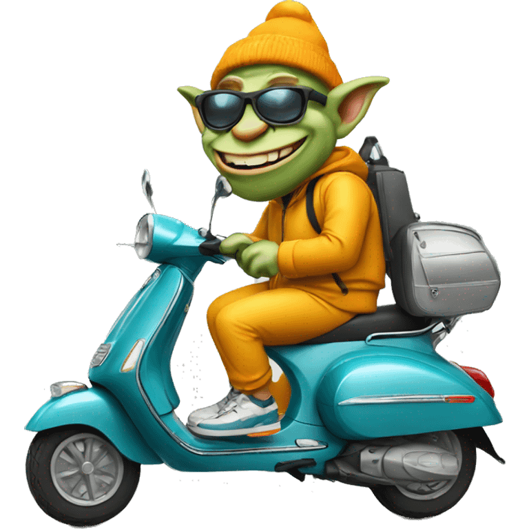 Troll on a vespa wearing a sporty tracksuit  emoji