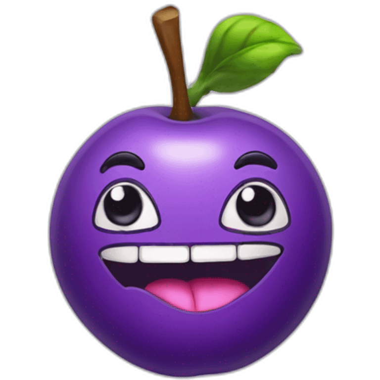 purple fruit with face tongue out sweating gym woman emoji