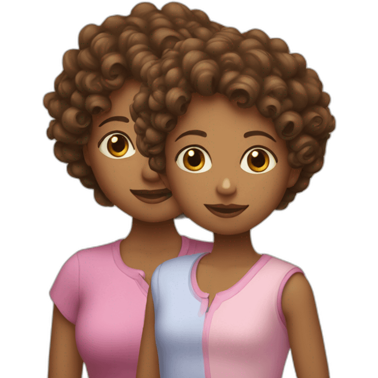 curly light eyed woman with her two daughters emoji