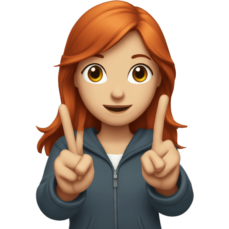 redhead girl doing a peace sign  emoji