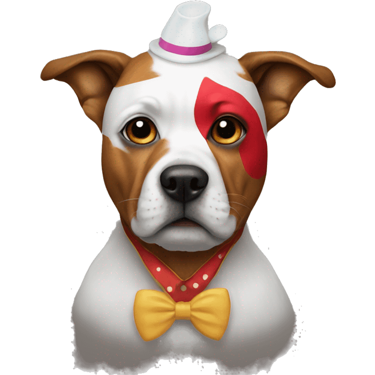 Dog wearing a clown customs emoji