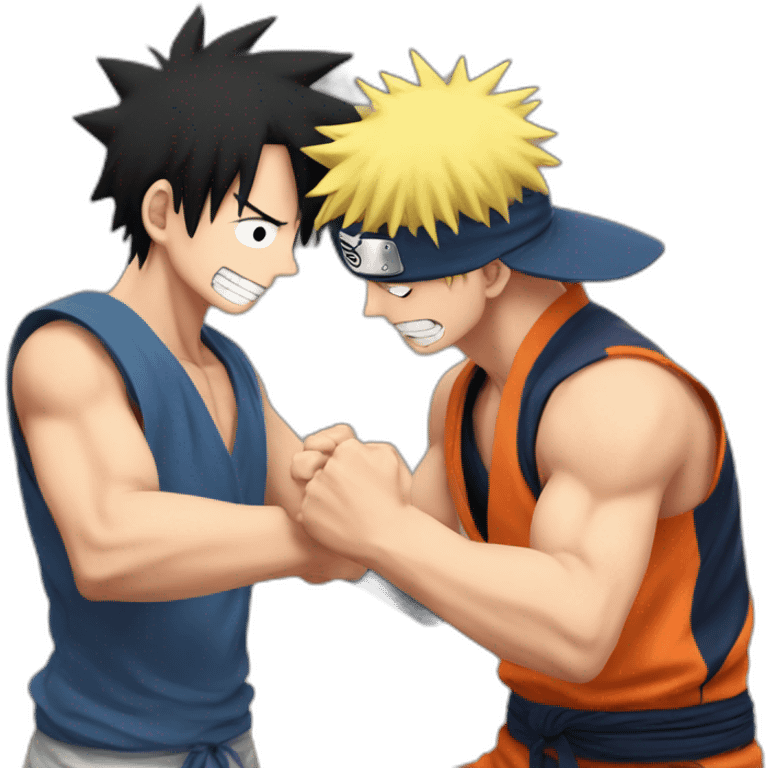 luffy and naruto armwrestling emoji