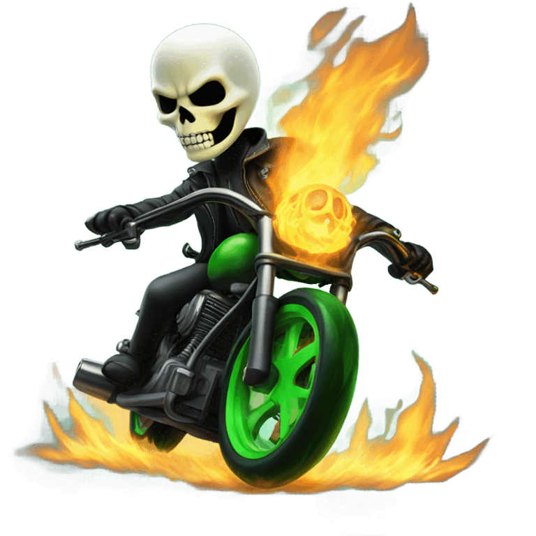 Ghost rider with green flames emoji