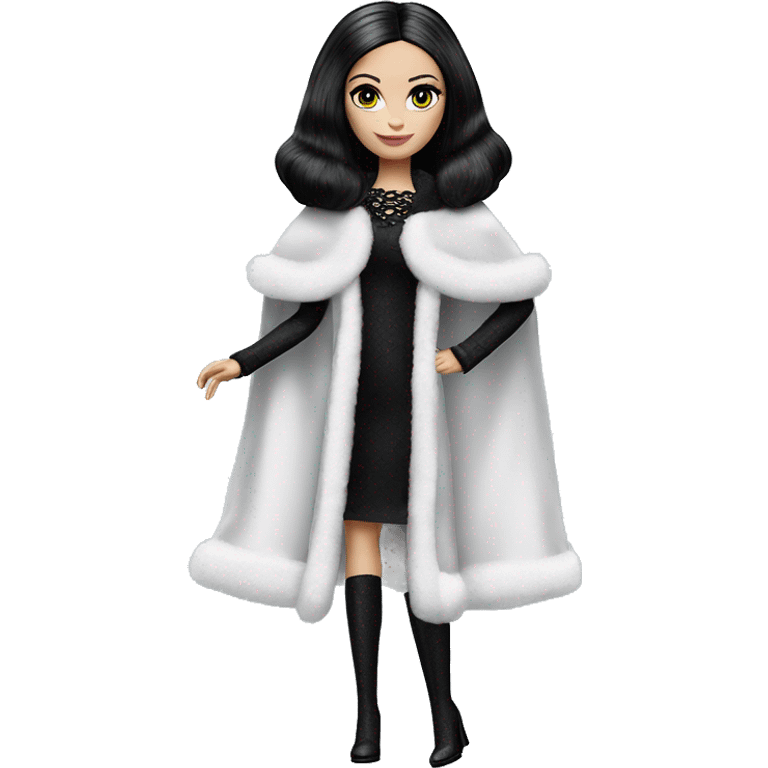 Fun ‘n Fur Barbie, teen Wednesday Addams, cape,veil,showing off, show full body,accessories coat gloves  emoji