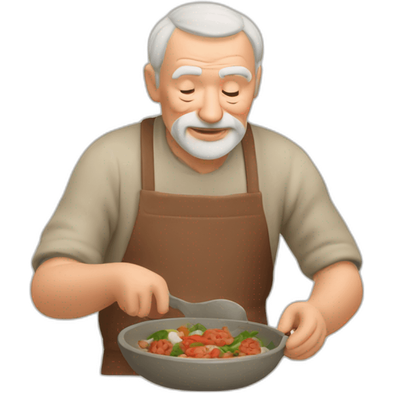 old man making latvian dishes from clay emoji