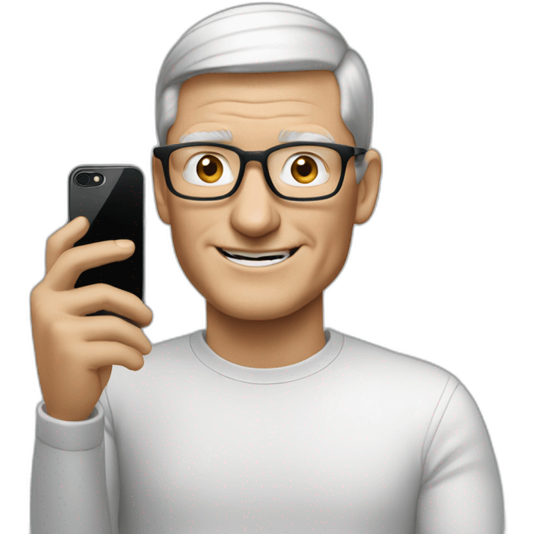 Tim cook taking photo with iPhone emoji